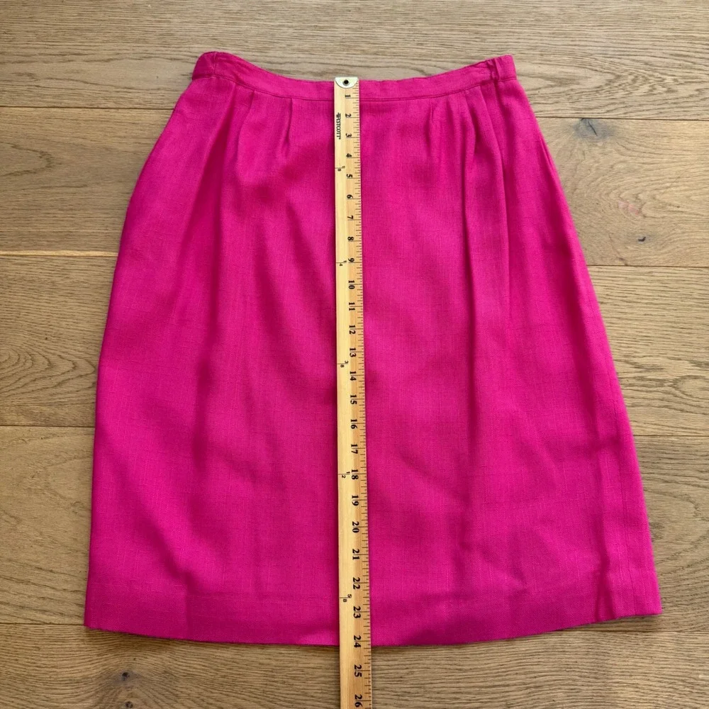 Vintage Worthington‎ Hot Pink Skirt Suit Set 10 12 Double Breasted Linen Blend